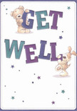 A radiant burst of kindness emerges from this get well card, its soft cream background making way for two heartwarming characters: a gentle teddy bear and a floppy-eared puppy, who cheerfully embrace and steady the large, colourful 'Get Well' letters. Their fluffy, inviting forms and joyful expressions fill the design with a spirit of optimism, much like the welcome one feels when stepping into a friendly florist shop in the heart of Westcombe Park. Across the scene, twinkling stars in shades of indigo, blue, and teal shimmer, evoking hope and comfort on even the cloudiest local day. The hand-painted textures of the animals' fur are so inviting, it feels as though a gentle hug is just within reach. Powerful, playful typography draws the eye, the confident purples and aquas echoing the dynamic colours of Westcombe Park's seasonal flowerbeds. You sense the designer's intention with every flourish-a wish to soothe, encourage, and bring genuine care, much like the way a carefully selected bouquet carries meaning with every bloom. In gifting this card alongside a vibrant arrangement, you send not just words but the emotional reassurance of community spirit and heartfelt support, ready to brighten a friend's healing journey here in Westcombe Park.